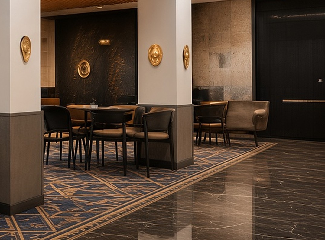 Lounge met warme materialen